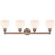 Athens 4 Light 33 inch Antique Copper and Matte White Bath Vanity Light Wall Light