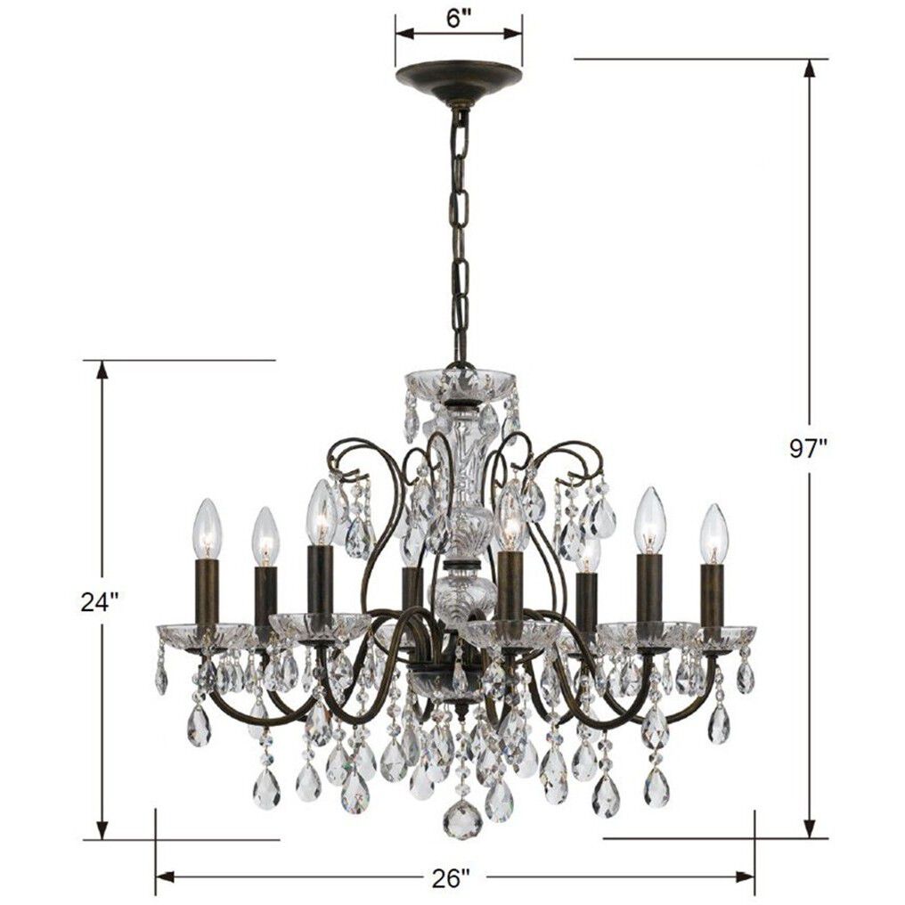 Butler 8 Light 25.5 inch English Bronze Chandelier Ceiling Light in Clear Swarovski Strass