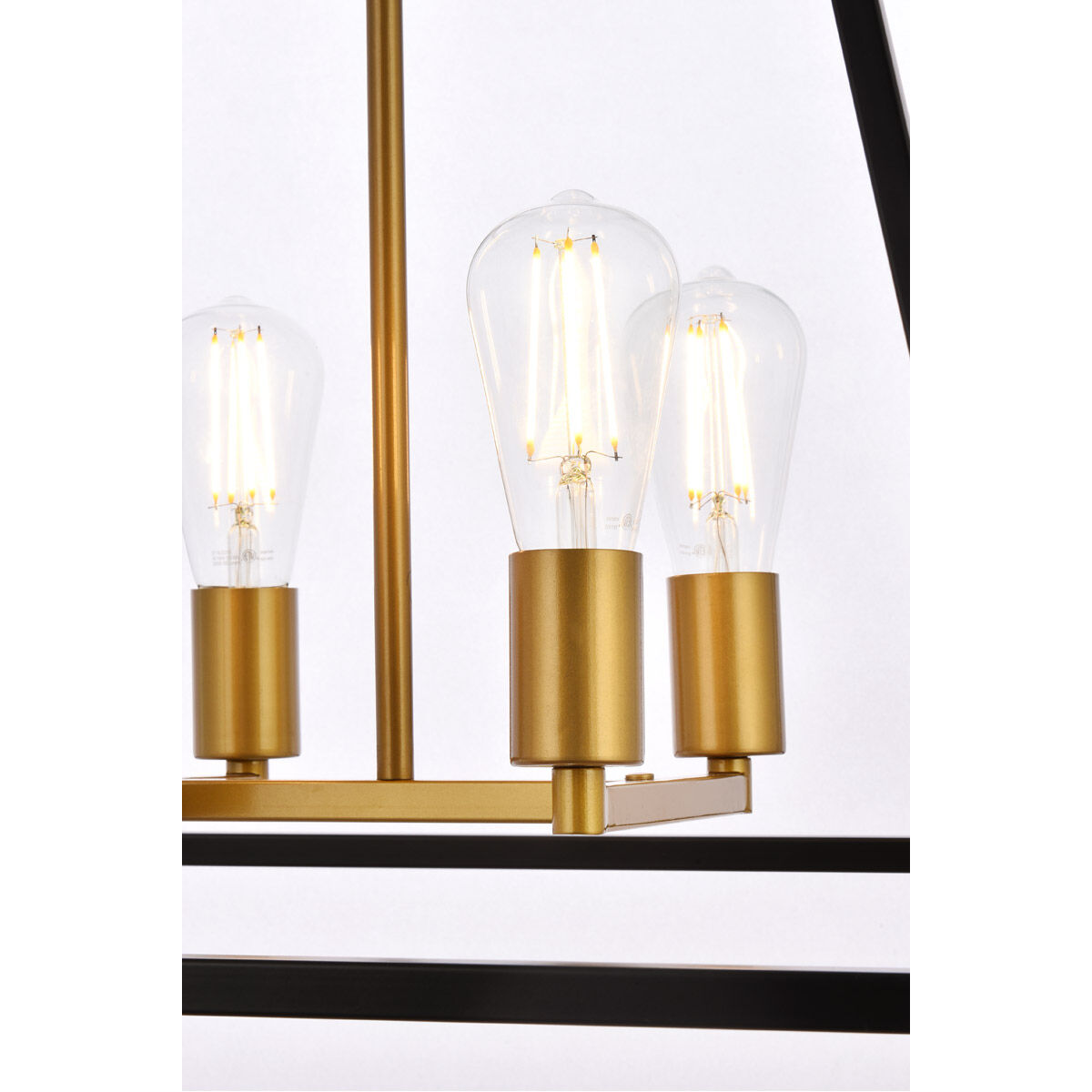 Declan 4 Light 20 inch Black and Brass Pendant Ceiling Light