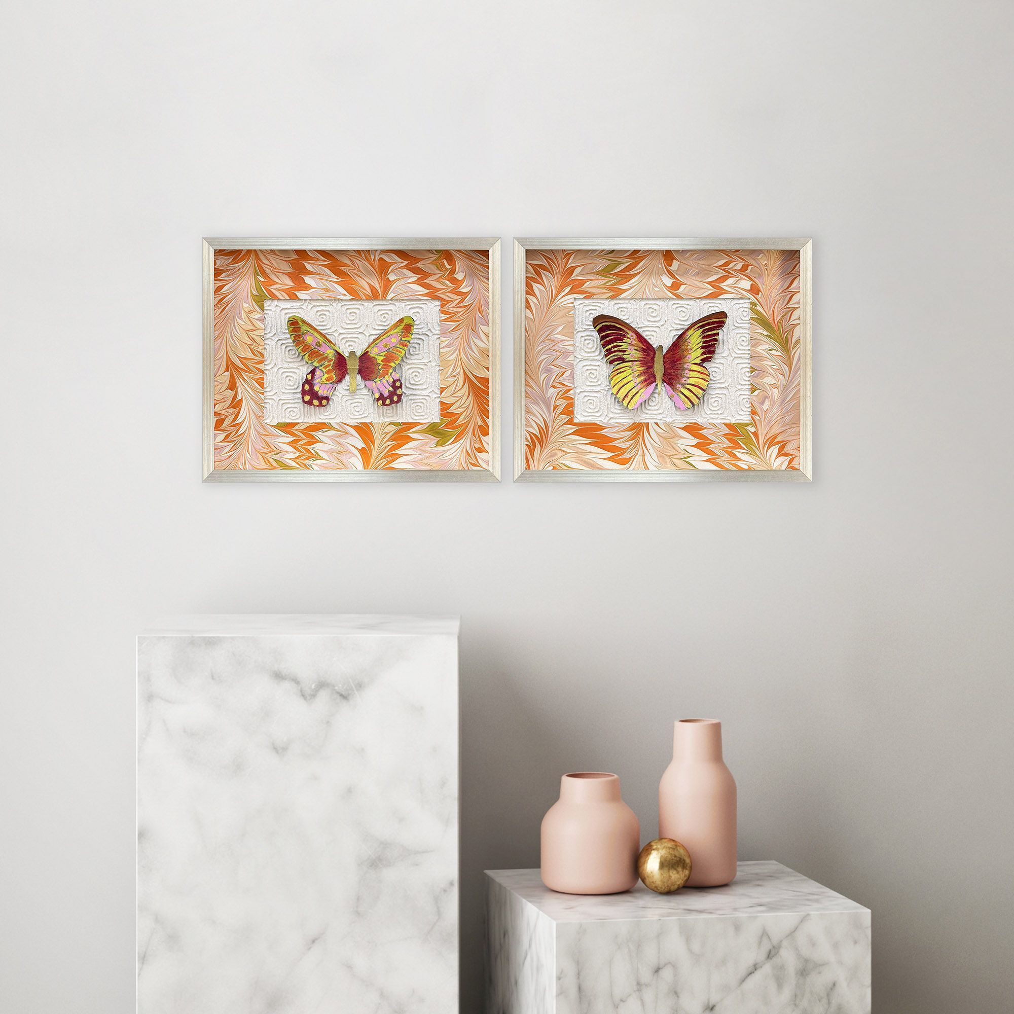 Flight Patterns Orange and Pink and Red and Yellow Framed Art, The Studio
