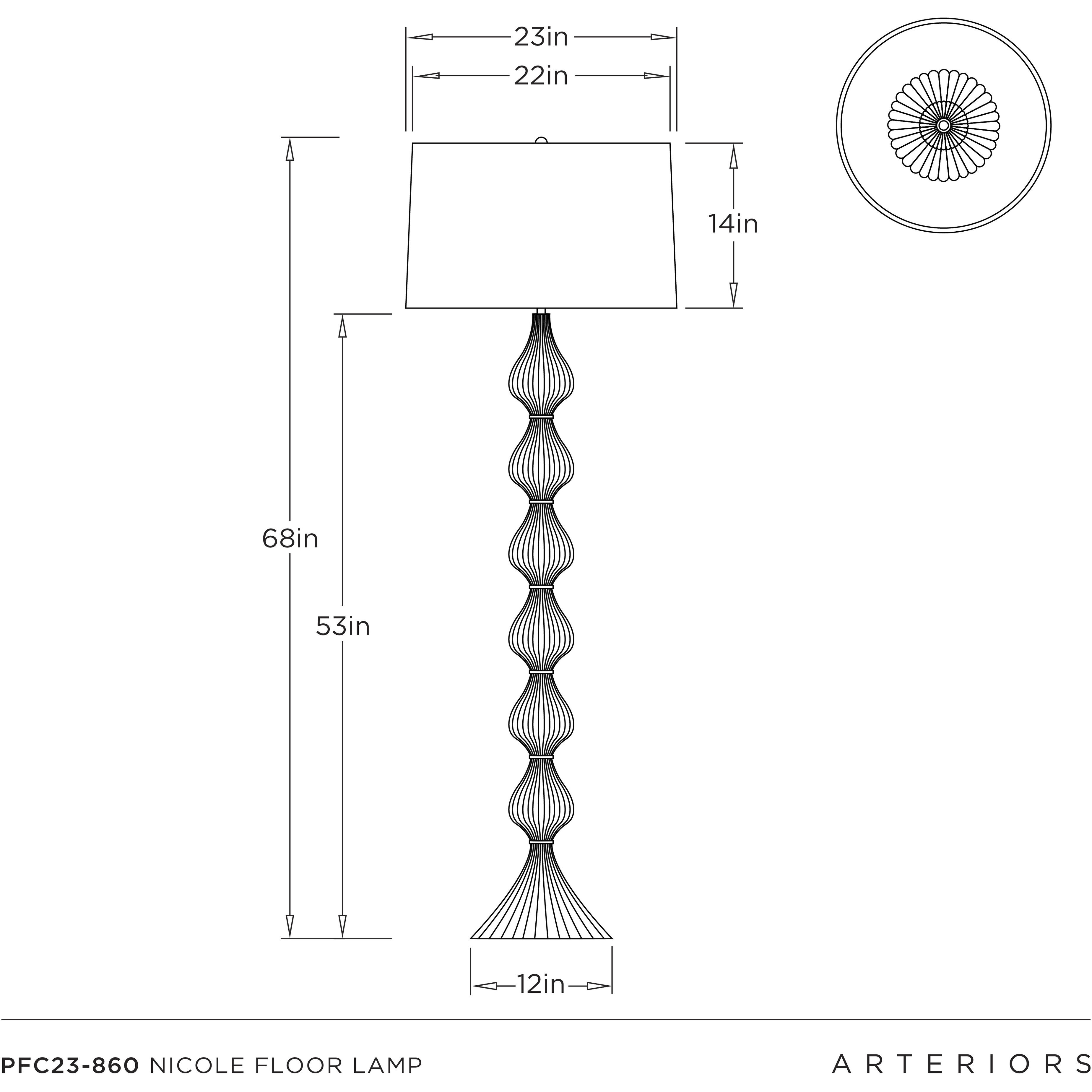 Nicole 68 inch 150.00 watt Ivory and Antique Brass Floor Lamp Portable Light