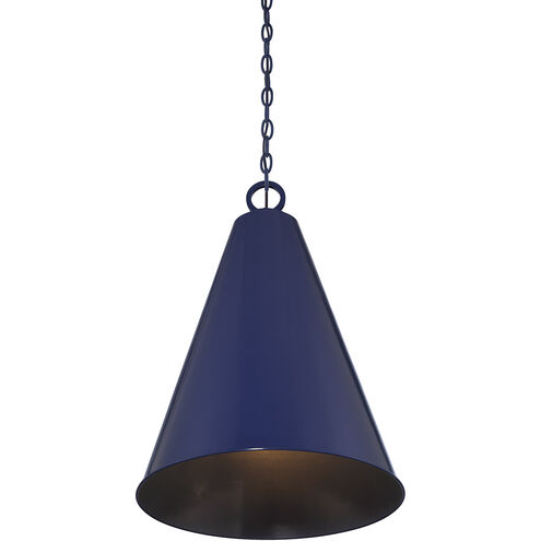 Contemporary 1 Light 18 inch Navy Blue Pendant Ceiling Light