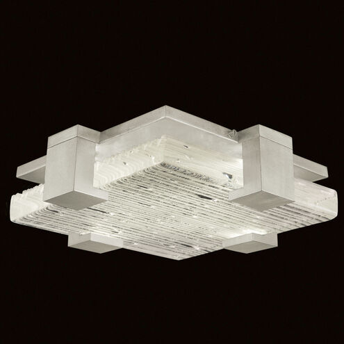 Terra 4 Light 16.75 inch Silver Flush Mount Ceiling Light in Rake Cast Glass