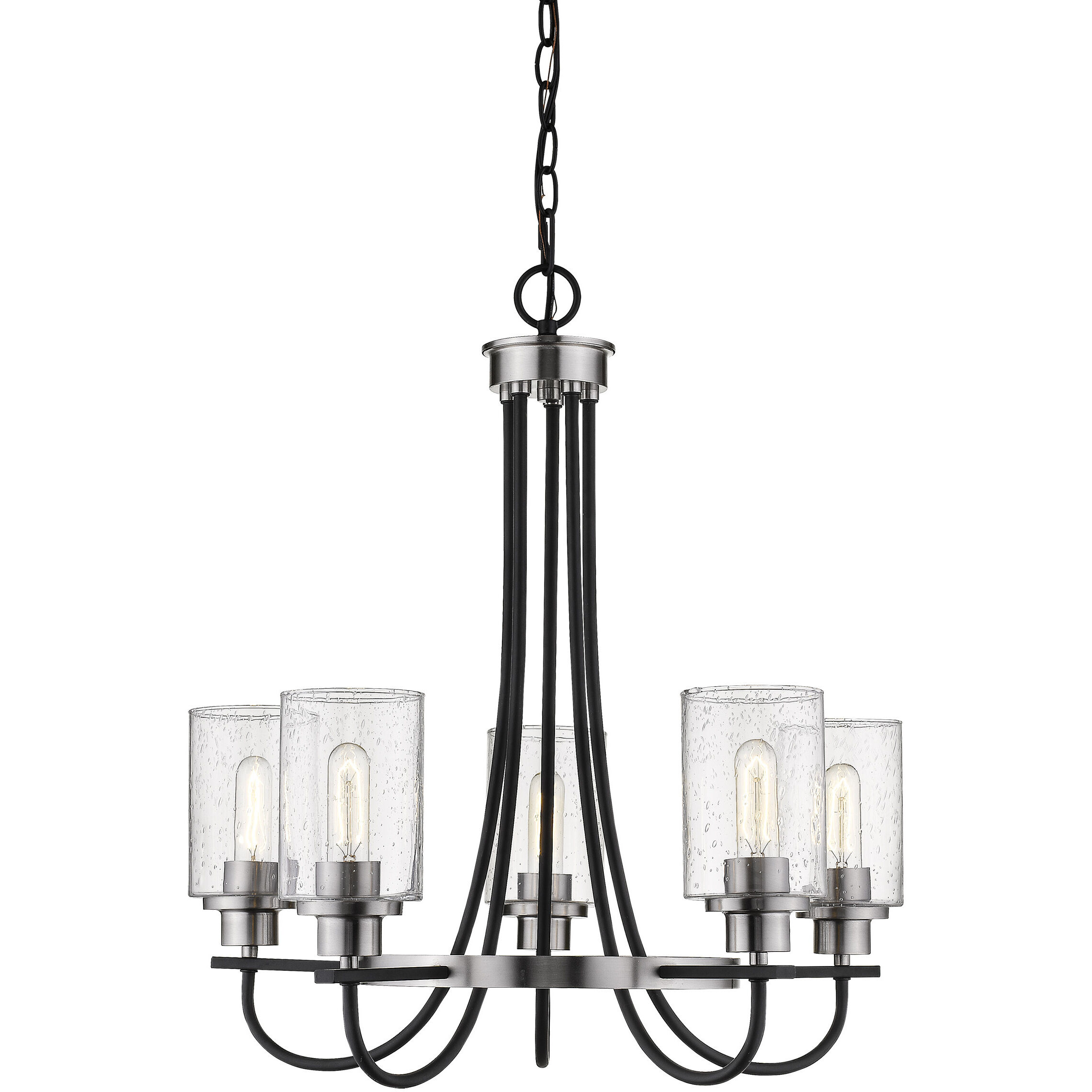 Clifton 5 Light 25.5 inch Matte Black/Brushed Nickel Chandelier Ceiling Light
