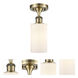 Ballston Clymer LED 3.88 inch Antique Brass Semi-Flush Mount Ceiling Light in Matte White Glass, Ballston