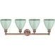 Plymouth Dome 4 Light 34.5 inch Antique Copper Bath Vanity Light Wall Light in Seafoam