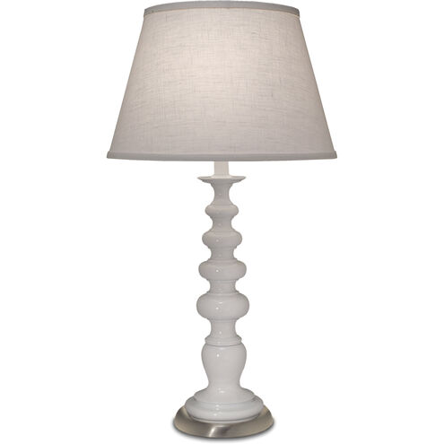 Ellie 28 inch 150.00 watt Gloss White and Satin Nickel Table Lamp Portable Light