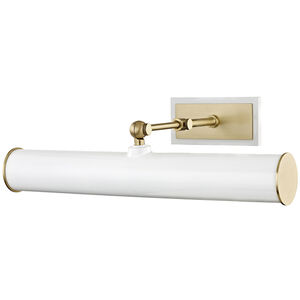 Holly 50 watt 16 inch Aged Brass and White Picture Light Wall Light in White Steel