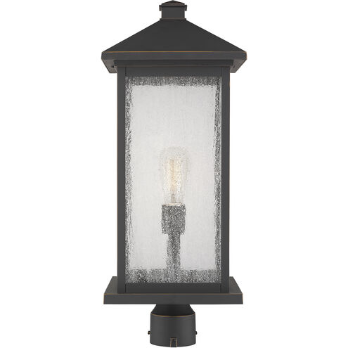 Portland 1 Light 24 inch Oil Rubbed Bronze Outdoor Post Mount Fixture in Clear Seedy Glass, 12