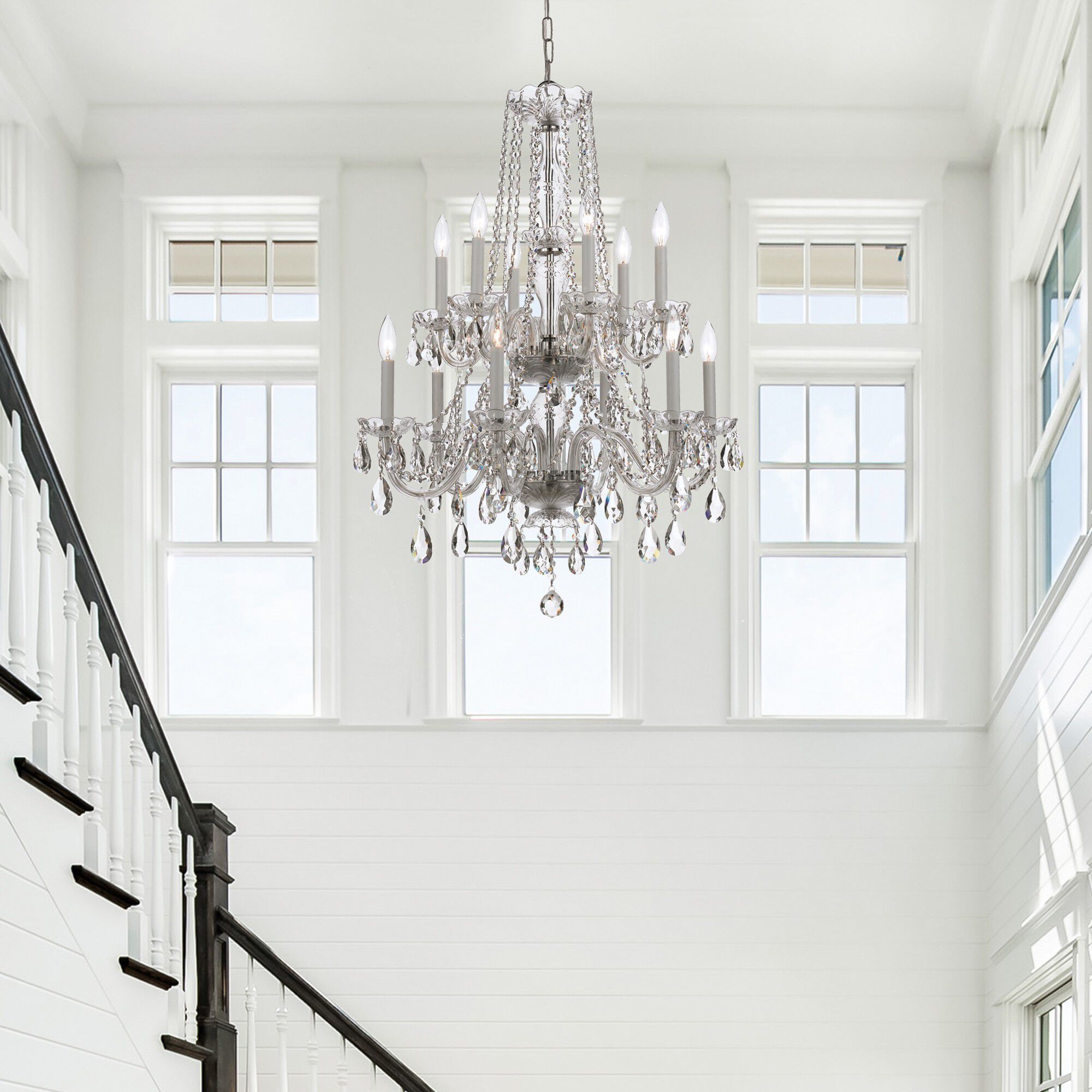 Traditional Crystal 12 Light 26 inch Polished Chrome Chandelier Ceiling Light in Clear Hand Cut