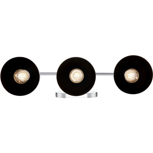 Zoey 3 Light 24.5 inch Chrome Bath Vanity Light Wall Light in Matte Black