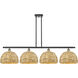 Woven Rattan Island Light Ceiling Light in Black Antique Brass