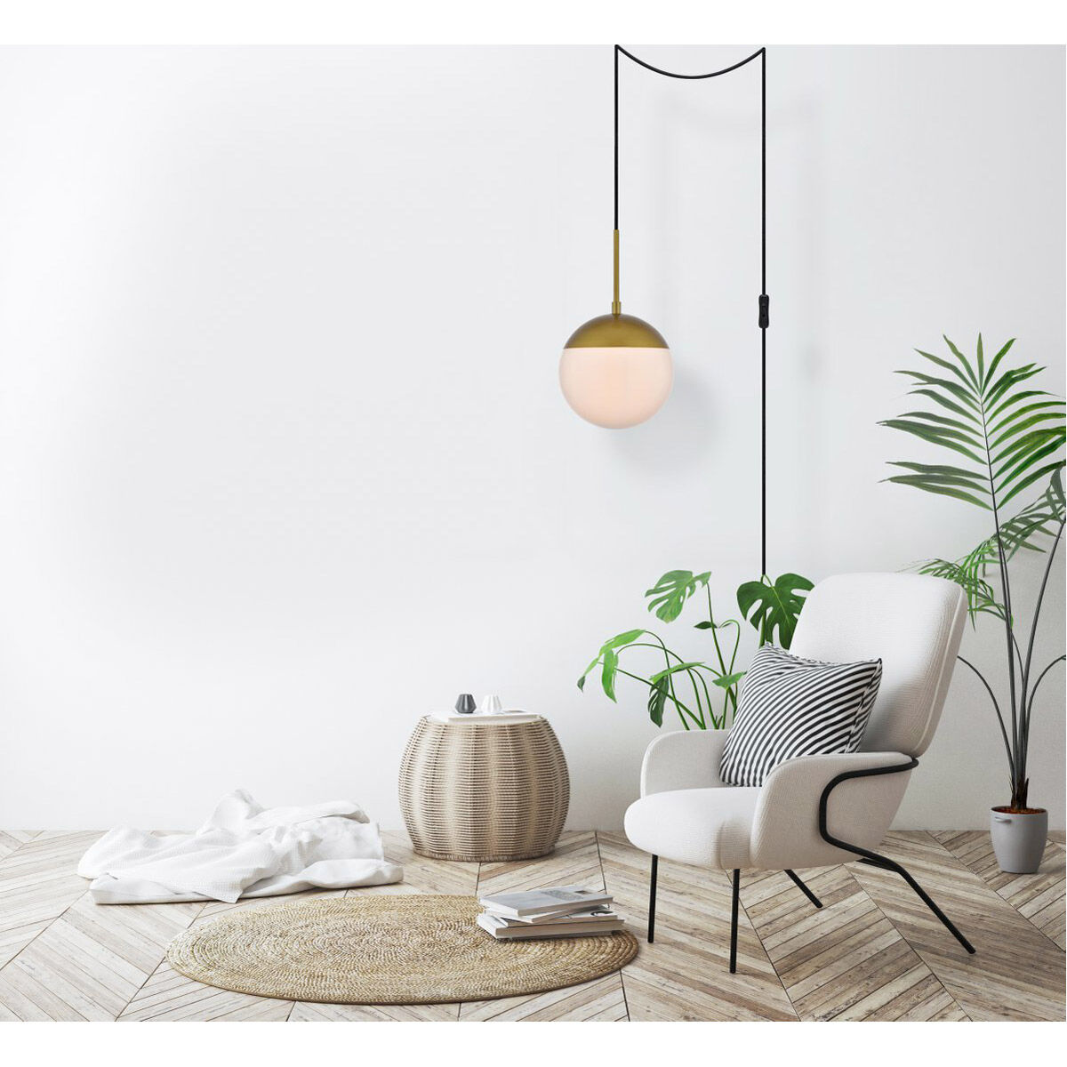 Eclipse 1 Light 8 inch Brass and Frosted White Pendant Ceiling Light