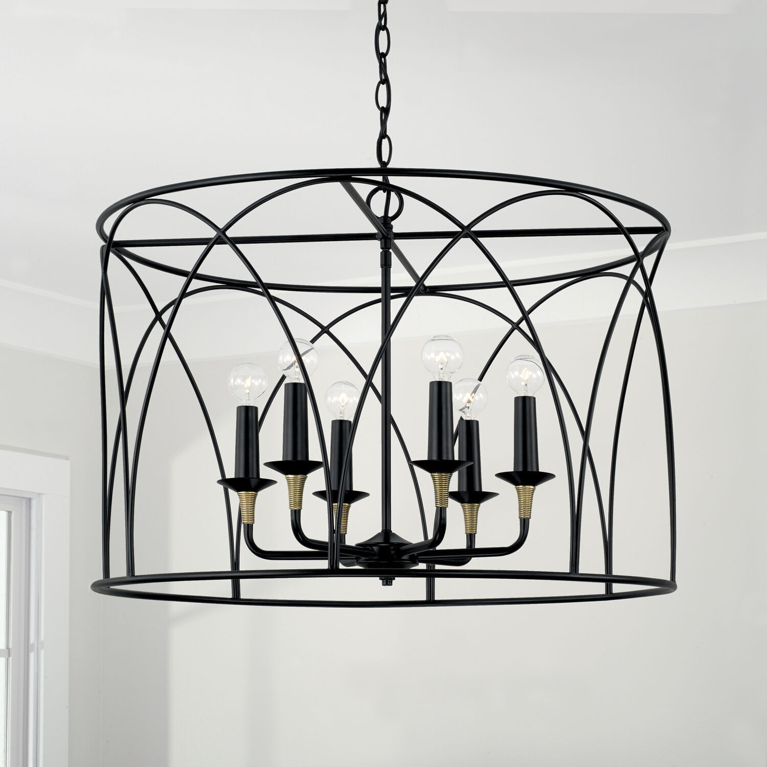 Amara 6 Light 28 inch Matte Black with Brass Pendant Ceiling Light