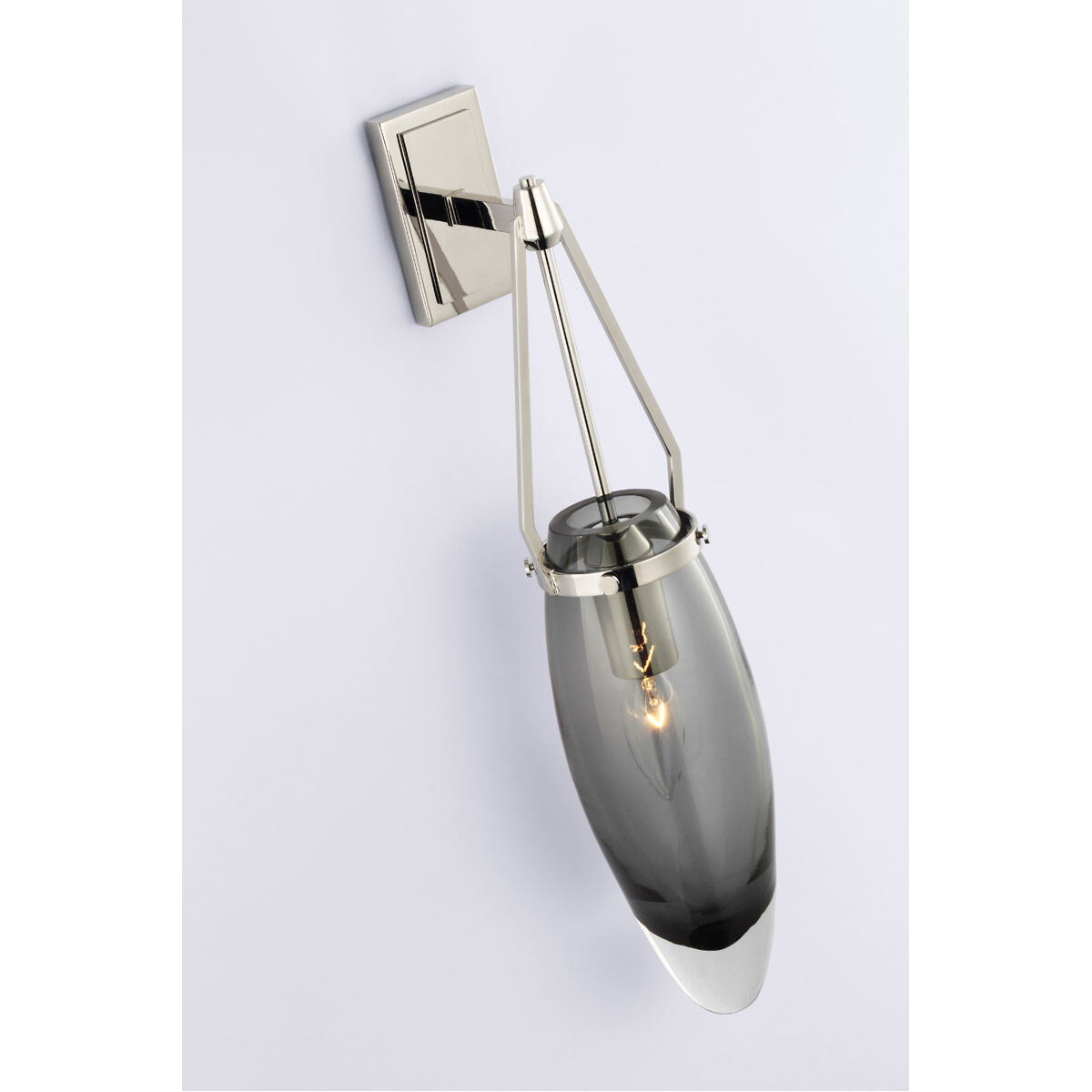 Chapman & Myers Myla LED 4.25 inch Polished Nickel Bracketed Sconce Wall Light in Smoked Glass, Medium
