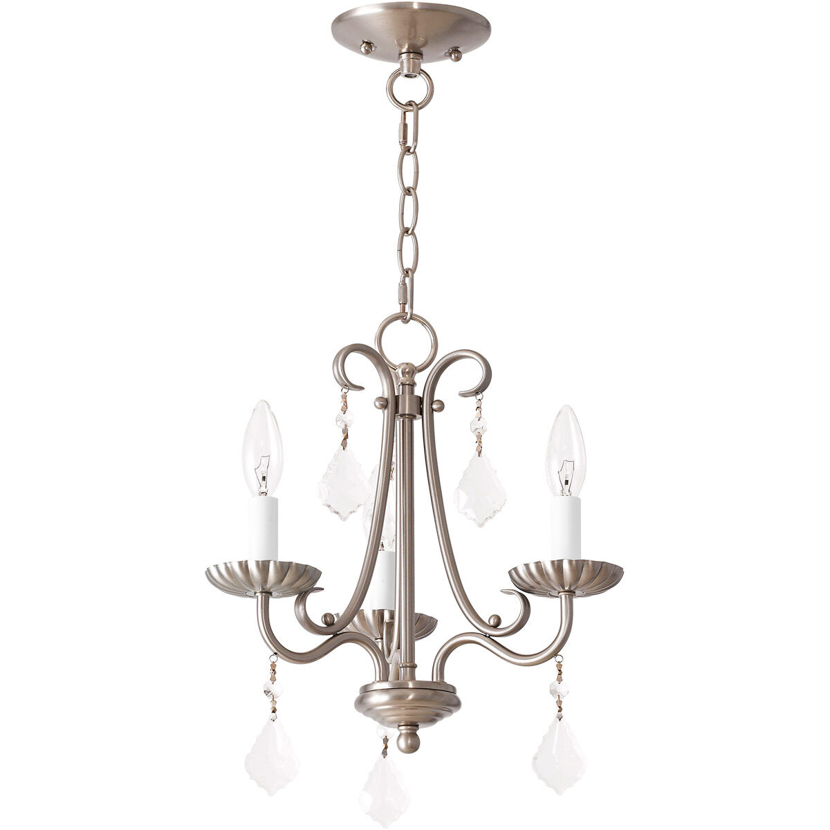 Daphne 3 Light 13.88 inch Brushed Nickel Mini Chandelier Ceiling Light