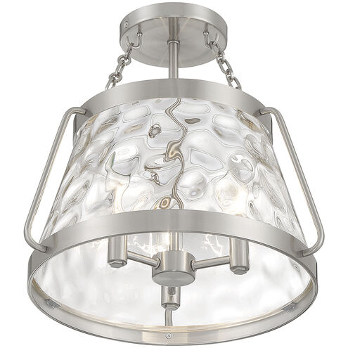 Crawford 3 Light 15 inch Satin Nickel Semi-Flush Ceiling Light
