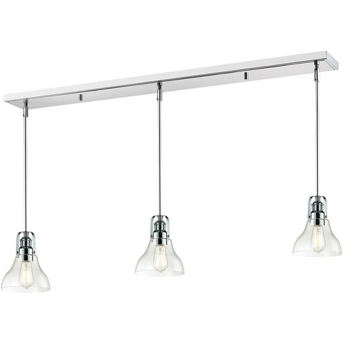 Forge 3 Light 49.5 inch Chrome Linear Chandelier Ceiling Light in 18.23