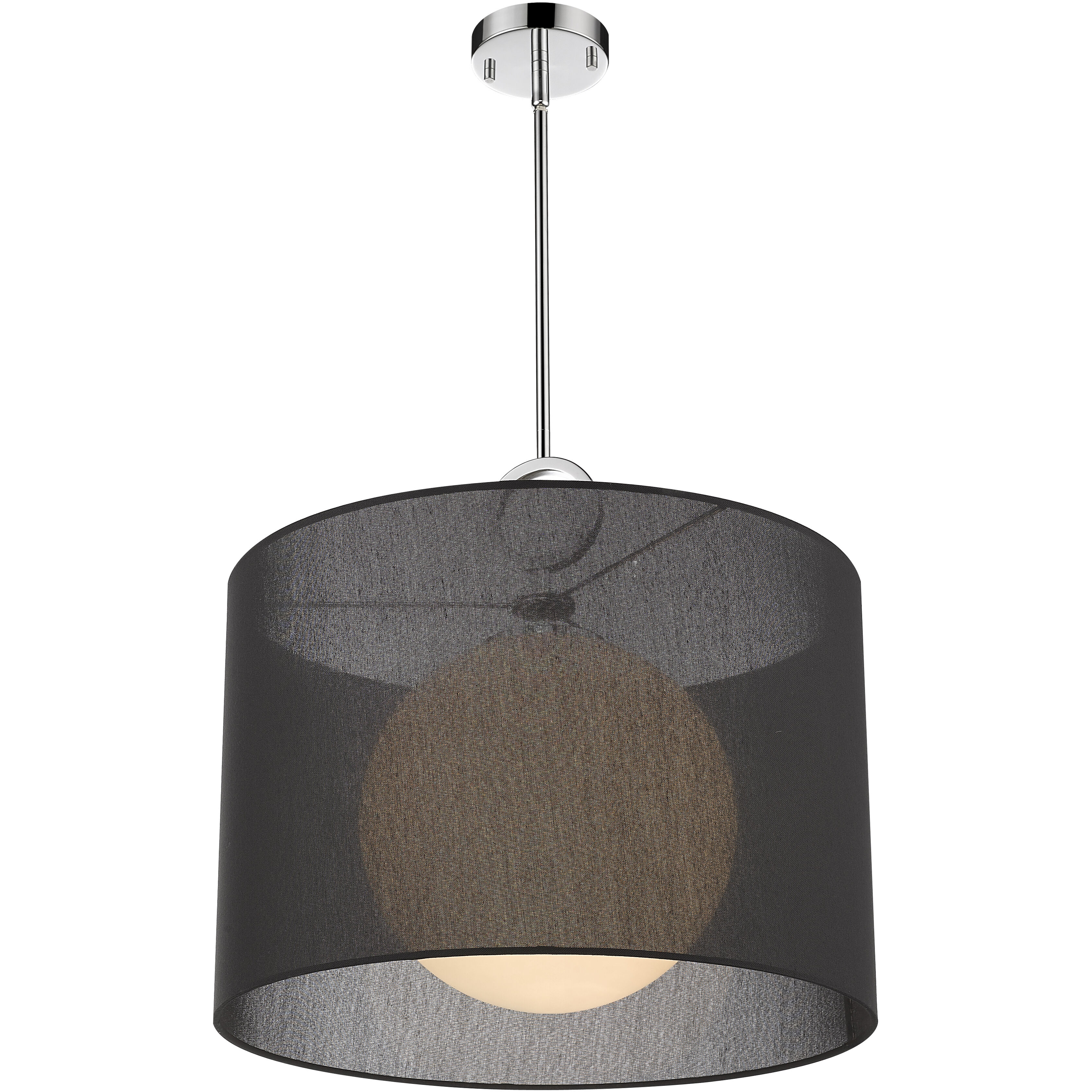 Arosia 1 Light 20 inch Chrome Pendant Ceiling Light in Black Fabric, 9