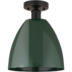 Edison Plymouth Dome 1 Light 9 inch Oil Rubbed Bronze Semi-Flush Mount Ceiling Light in Green