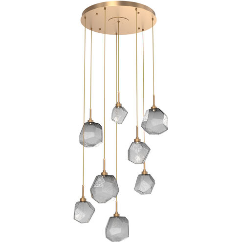 Gem LED 28.1 inch Novel Brass Chandelier Ceiling Light in 3000K LED, Smoke, Round Multi-Port