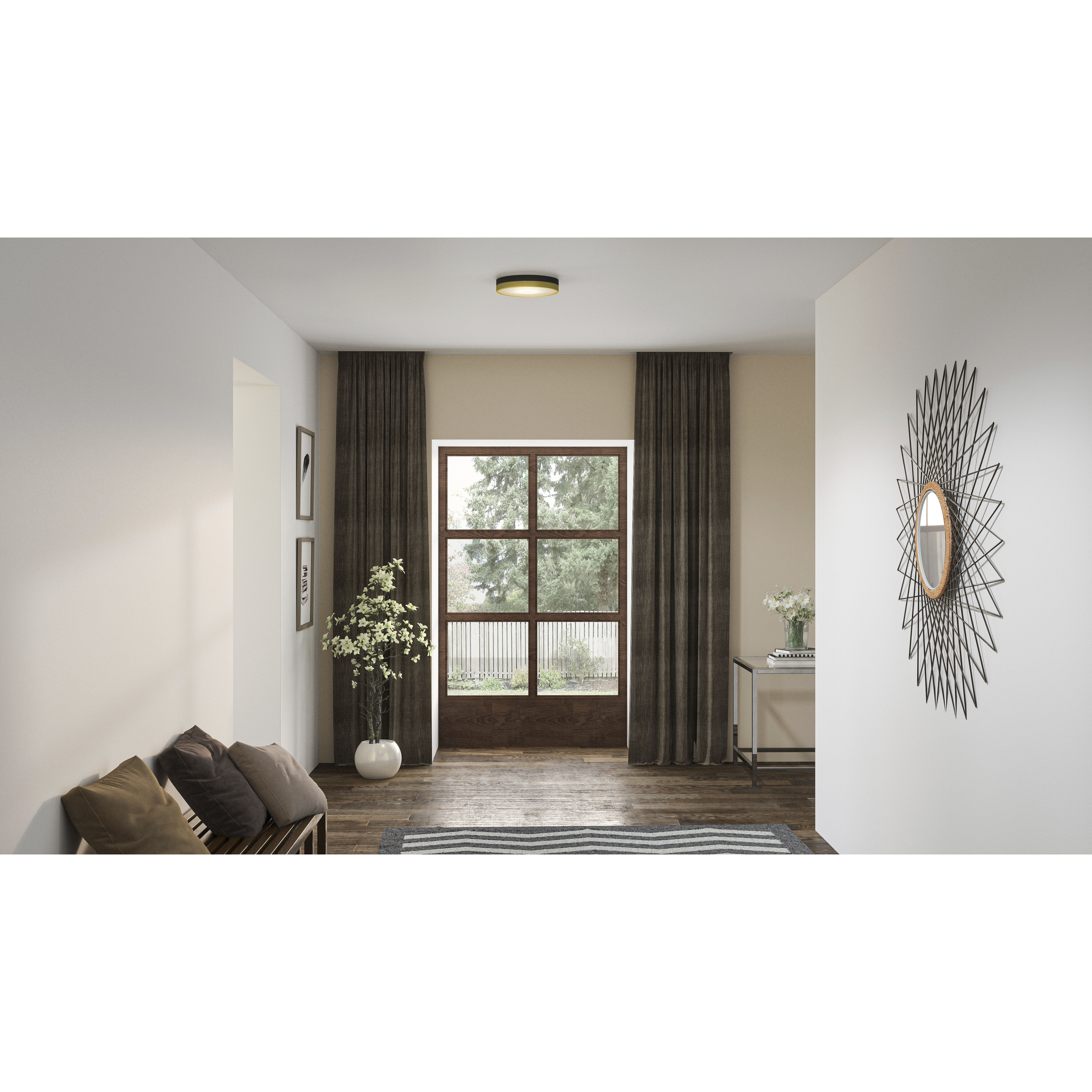 Weldin LED 11 inch Matte Black Gold Flush Mount Ceiling Light