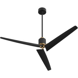 Buran 58 inch Aged Brass and Black with Matte Black Blades Ceiling Fan
