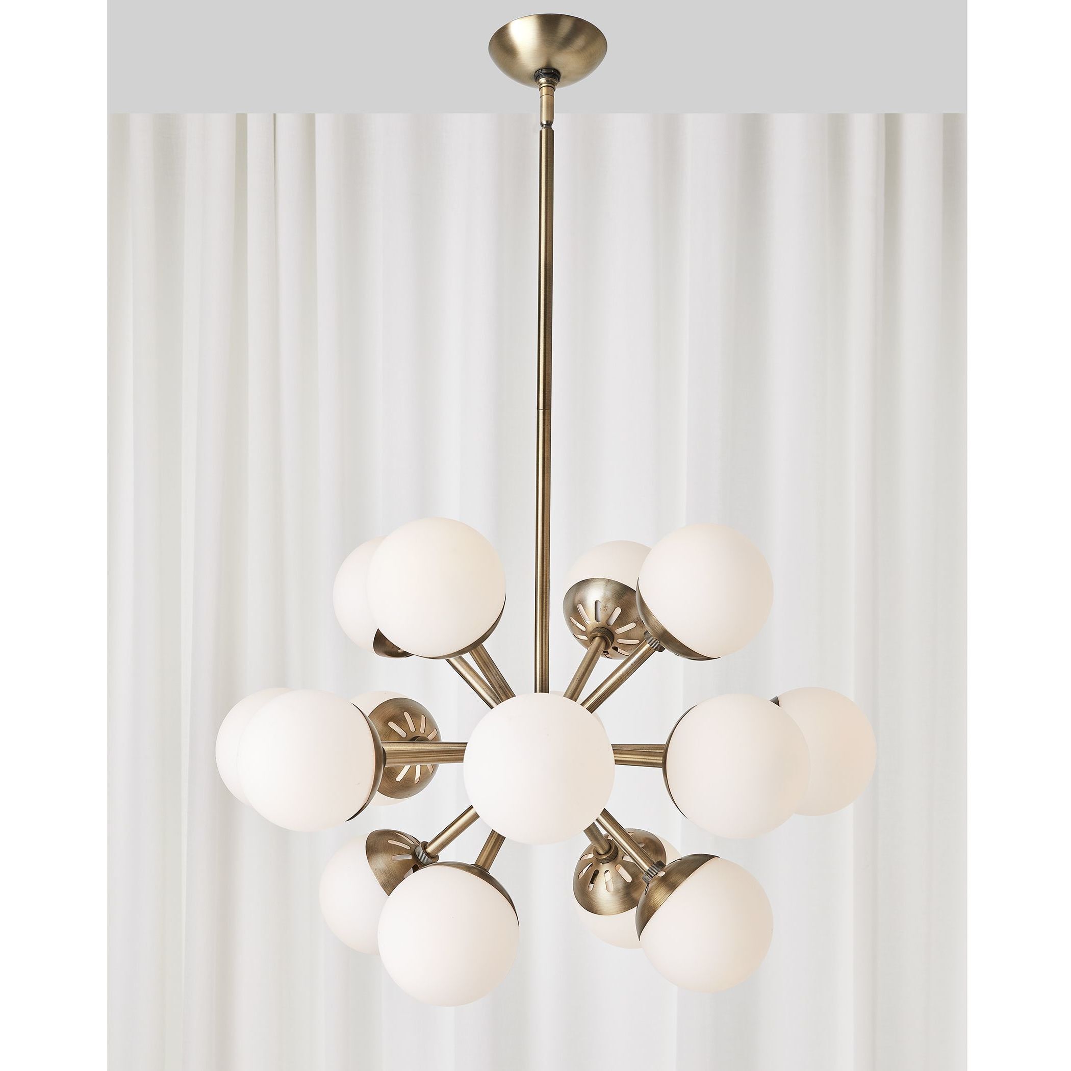 Droplet 16 Light 28 inch Antique Brass Chandelier Ceiling Light