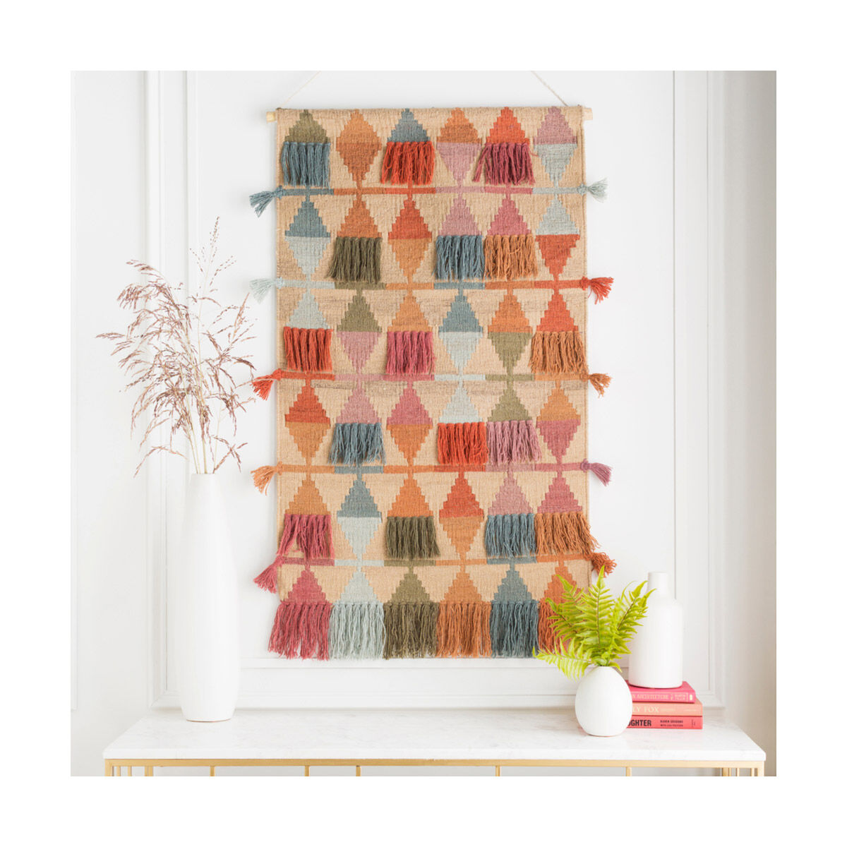 Adia Brick/Khaki/Rose/Camel/Teal/Sky Blue/Garnet Wall Hangings, Rectangle