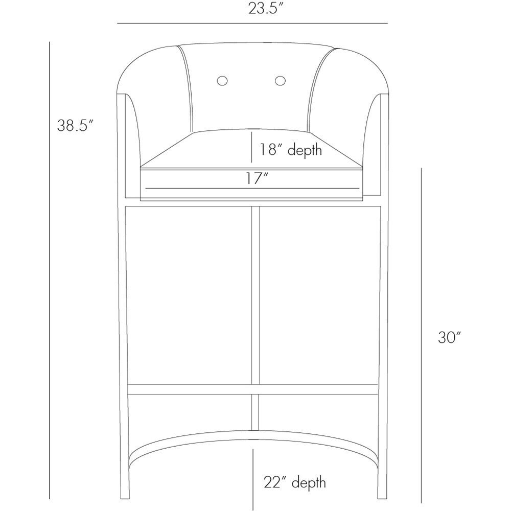 Calvin 39 inch Black and Antique Brass Bar Stool