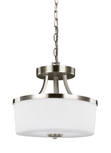 Hettinger 2 Light 13.25 inch Brushed Nickel Convertible Pendant Semi-Flush Ceiling Light