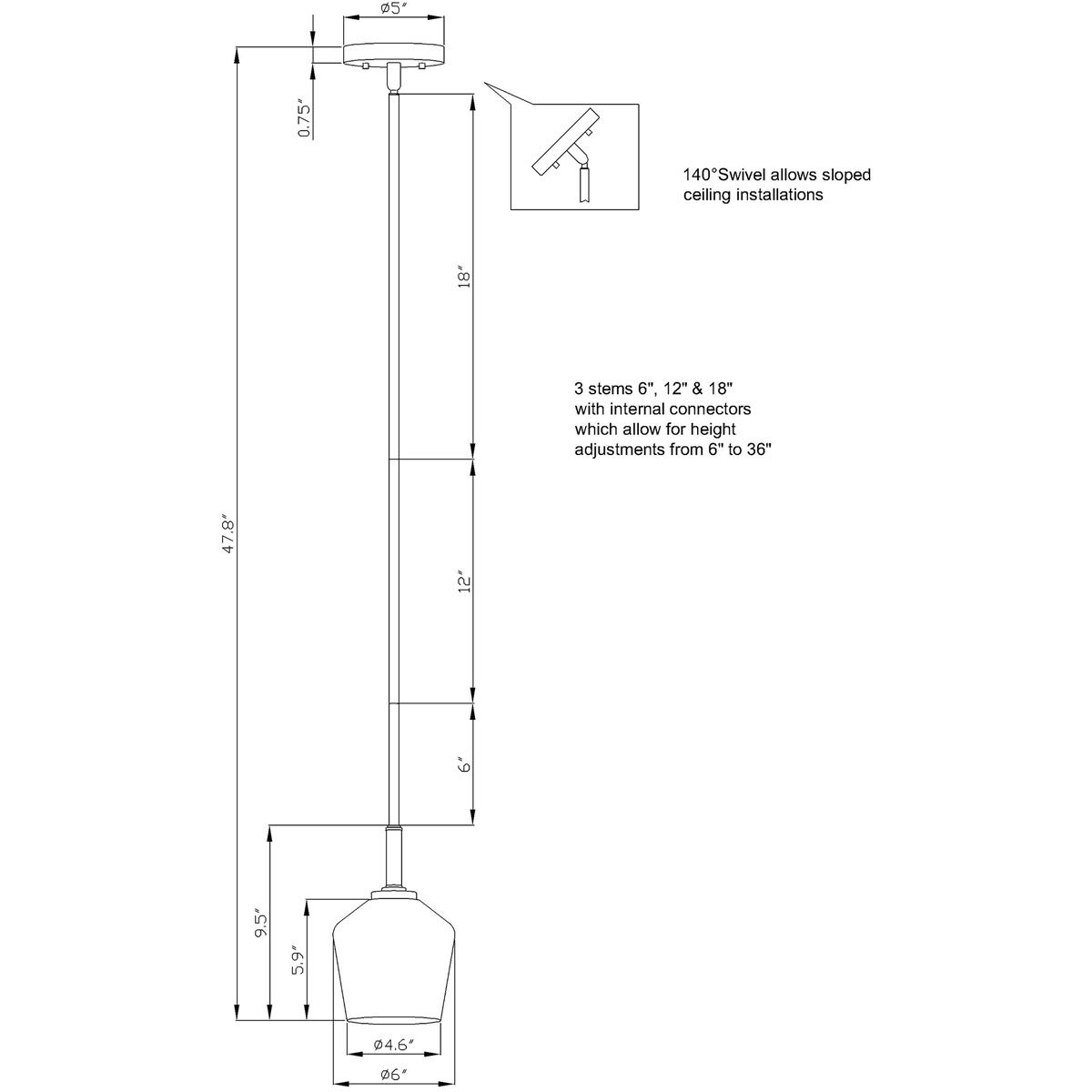 Chalice 1 Light 6 inch Black Pendant Ceiling Light