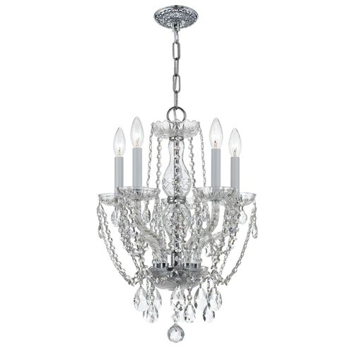 Traditional Crystal 5 Light 14 inch Polished Chrome Mini Chandelier Ceiling Light