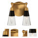 Ponti 2 Light 8 inch Matte Black with New Brass Bath Vanity Light Wall Light