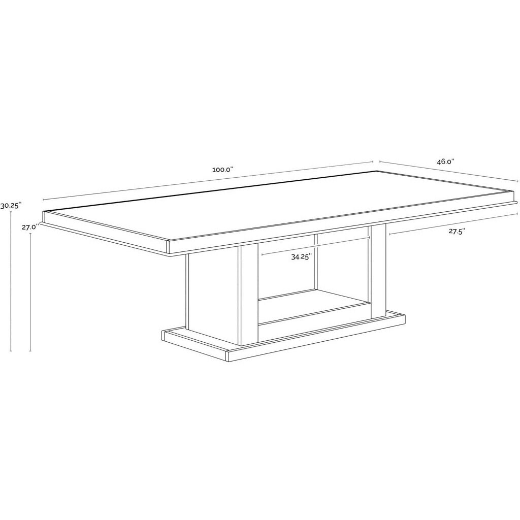 Judson 100 X 46 inch Black / Warm Brass Dining Table