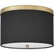 Frederica 2 Light 12 inch Aged Brass Flush Mount Ceiling Light in Black