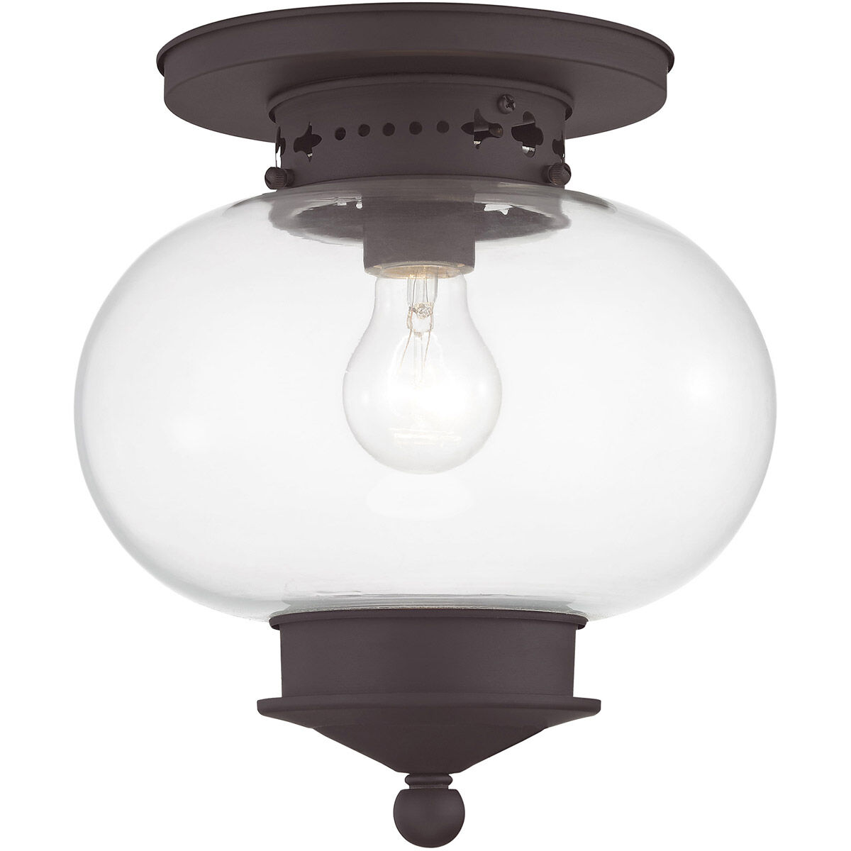 Harbor 1 Light 10 inch Bronze Semi-Flush Mount Ceiling Light