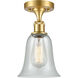 Ballston Hanover LED 6.25 inch Satin Gold Semi-Flush Mount Ceiling Light in Fishnet Glass, Ballston