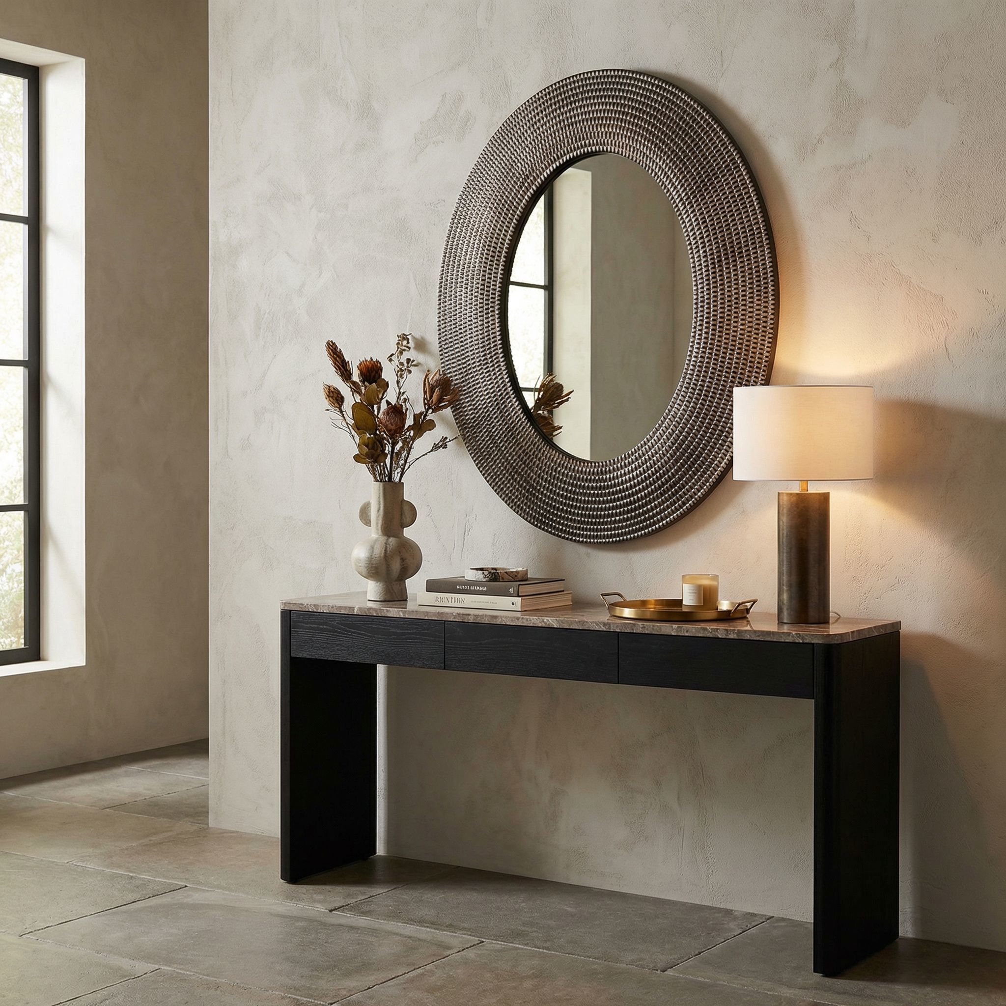Coco 43.5 X 36 inch Ebony Walnut and White Mirror
