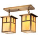 Mission 2 Light 16 inch Mission Brown Flush Mount Ceiling Light in Gold White Iridescent, T-Bar Overlay