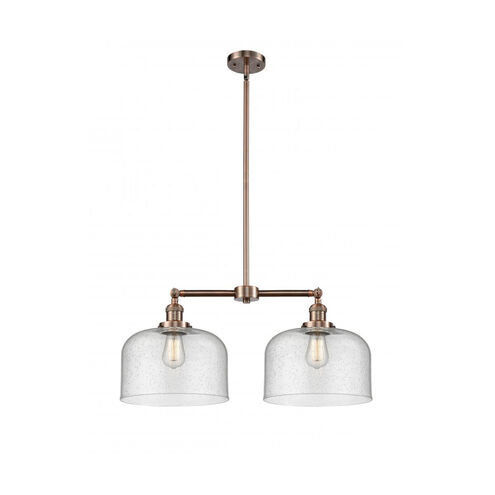 Franklin Restoration X-Large Bell LED 21 inch Antique Copper Chandelier Ceiling Light in Seedy Glass, Franklin Restoration