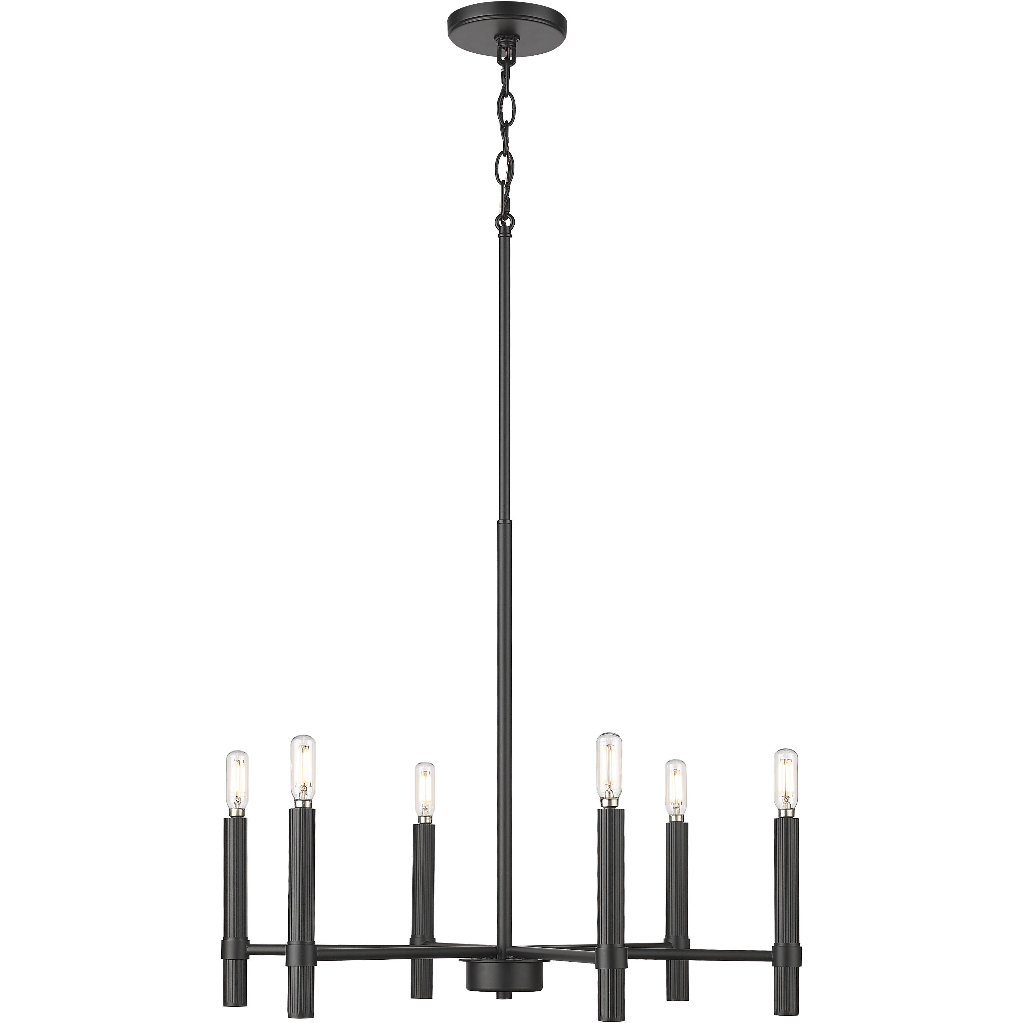 Skyva 6 Light 24.25 inch Matte Black Chandelier Ceiling Light