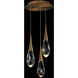 Beyond Hibiscus LED 12 inch Aged Brass Multi-Light Pendant Ceiling Light, Beyond
