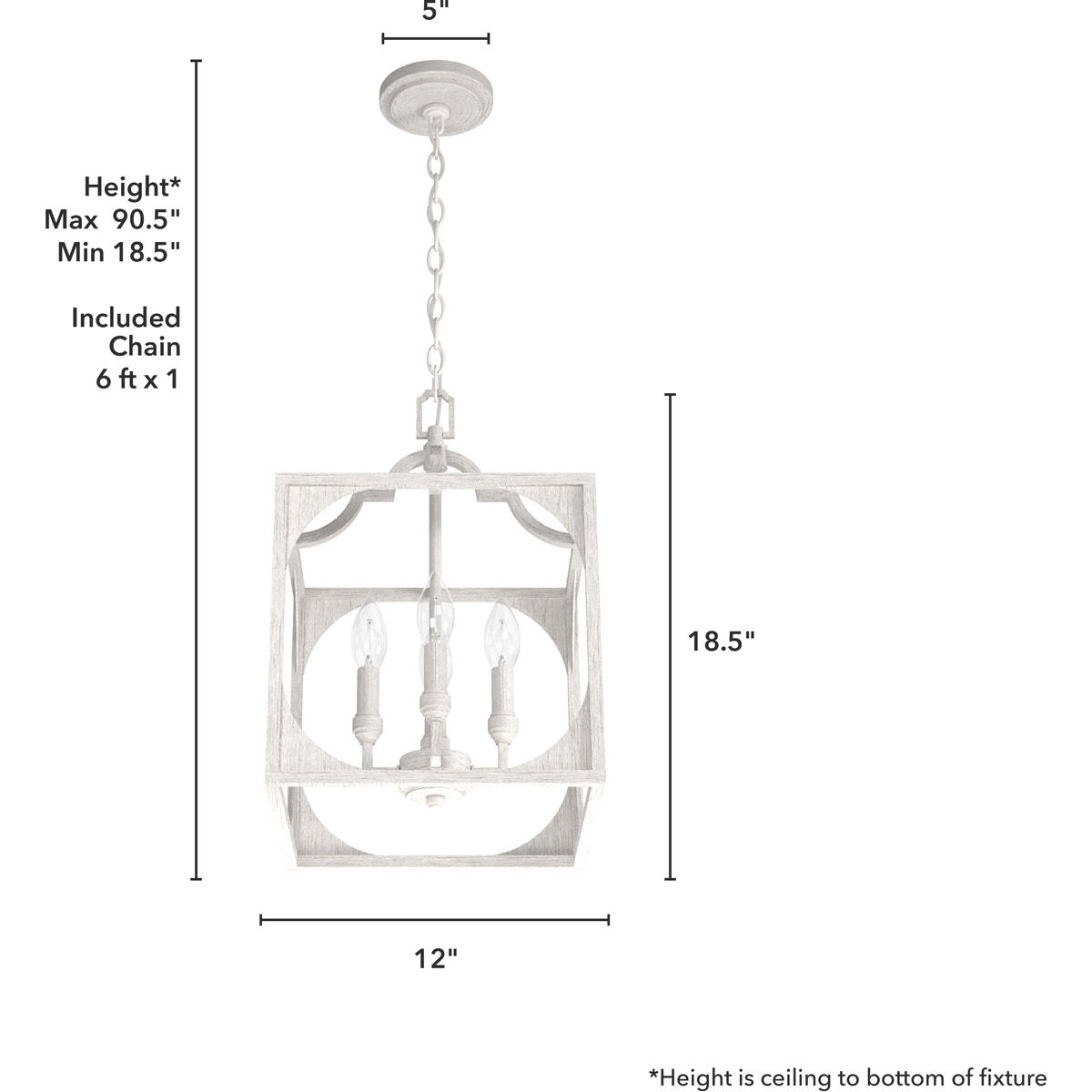 Highland Hill 4 Light 12 inch Distressed White Pendant Ceiling Light