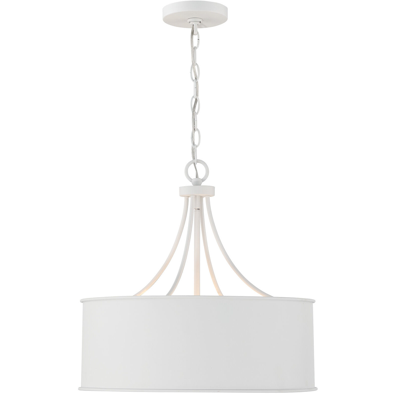 Traditional 4 Light 18 inch Bisque White Pendant Ceiling Light
