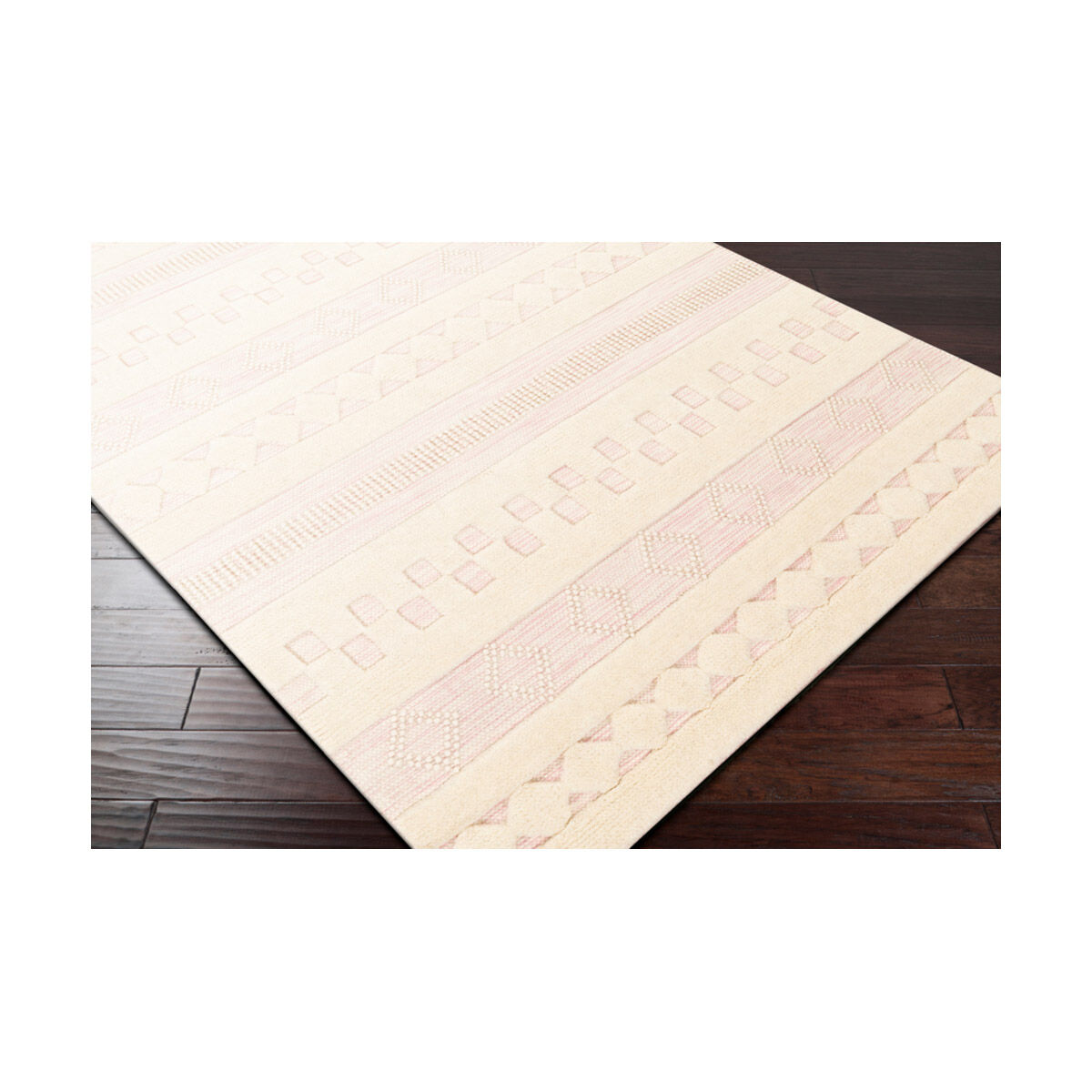 Nairobi 120 X 96 inch Light Pink/Cream/Ivory Handmade Rug in 8 x 10