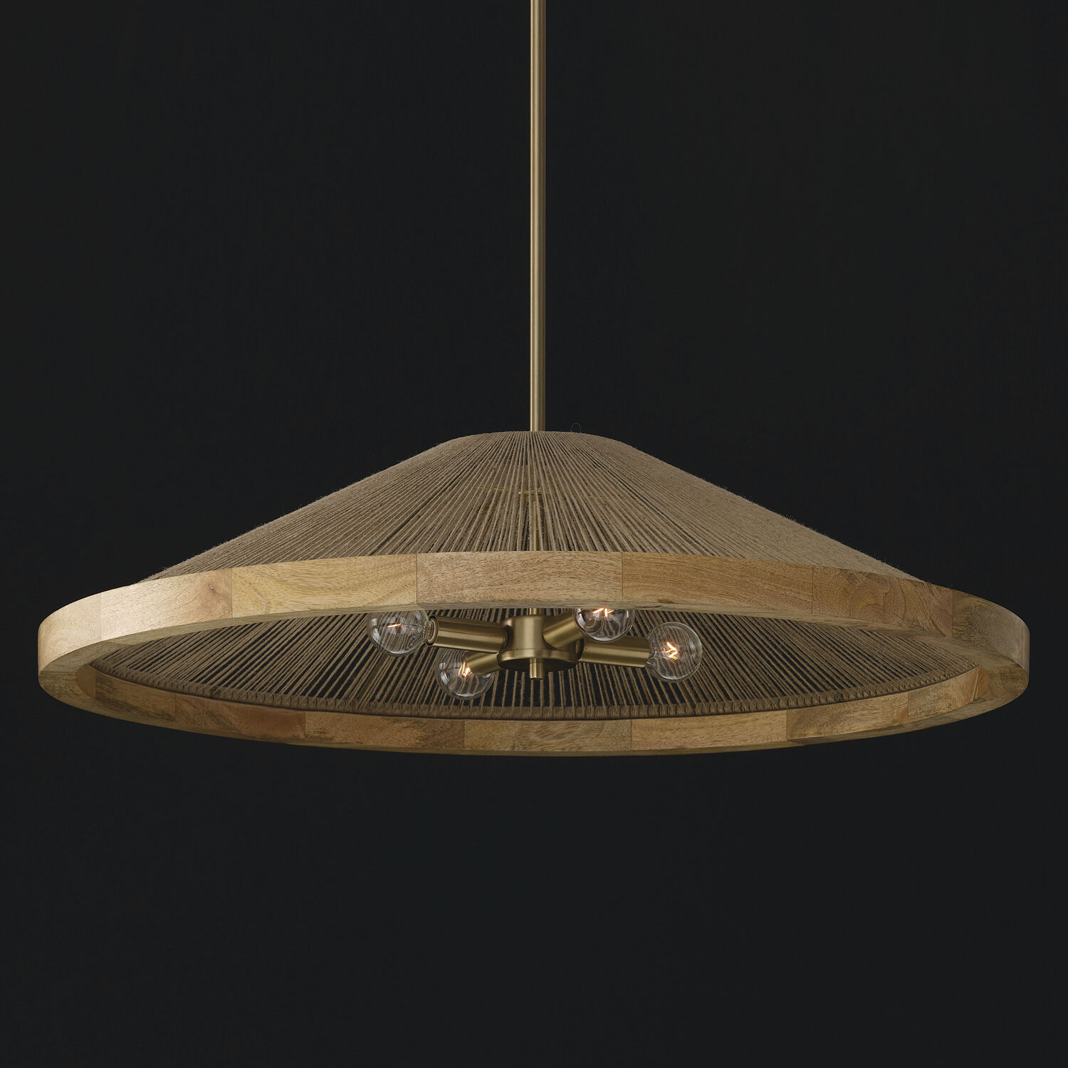 Maya 4 Light 31 inch Matte Brass Pendant Ceiling Light