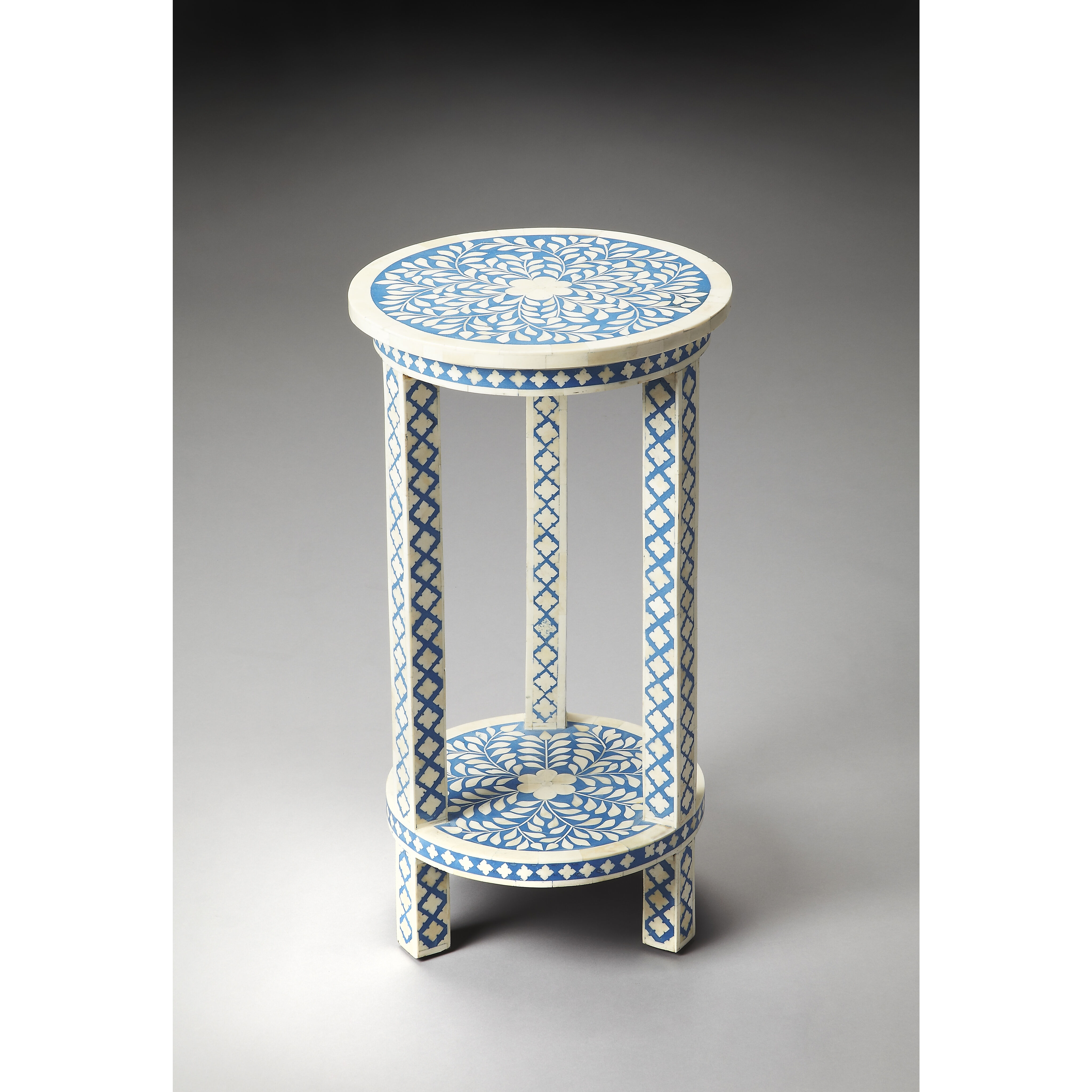 Bone Inlay Amanda Blue Bone Inlay 24 X 13 inch Heritage Accent Table