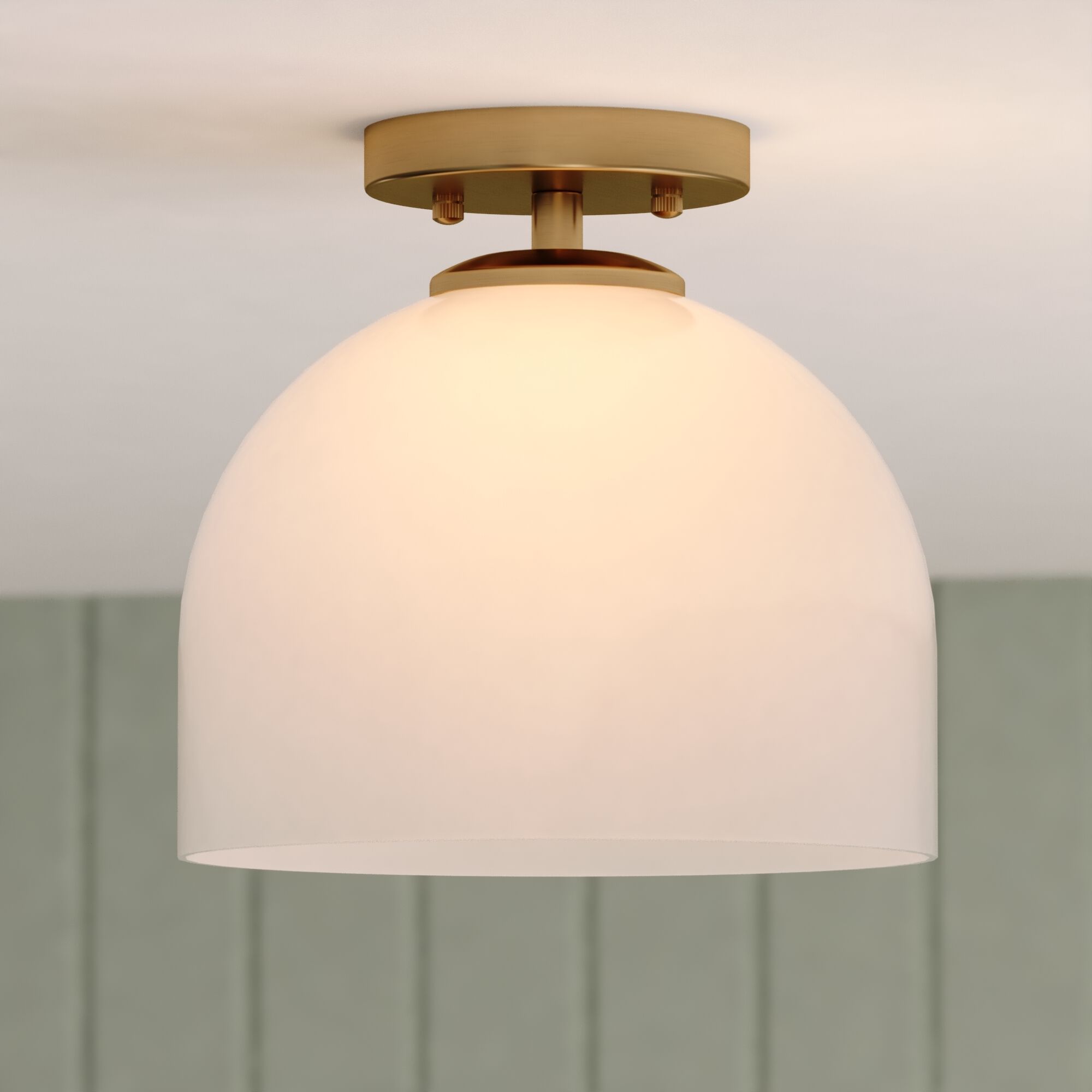 Shelby LED 9.25 inch Natural Brass Semi-Flush Mount Ceiling Light