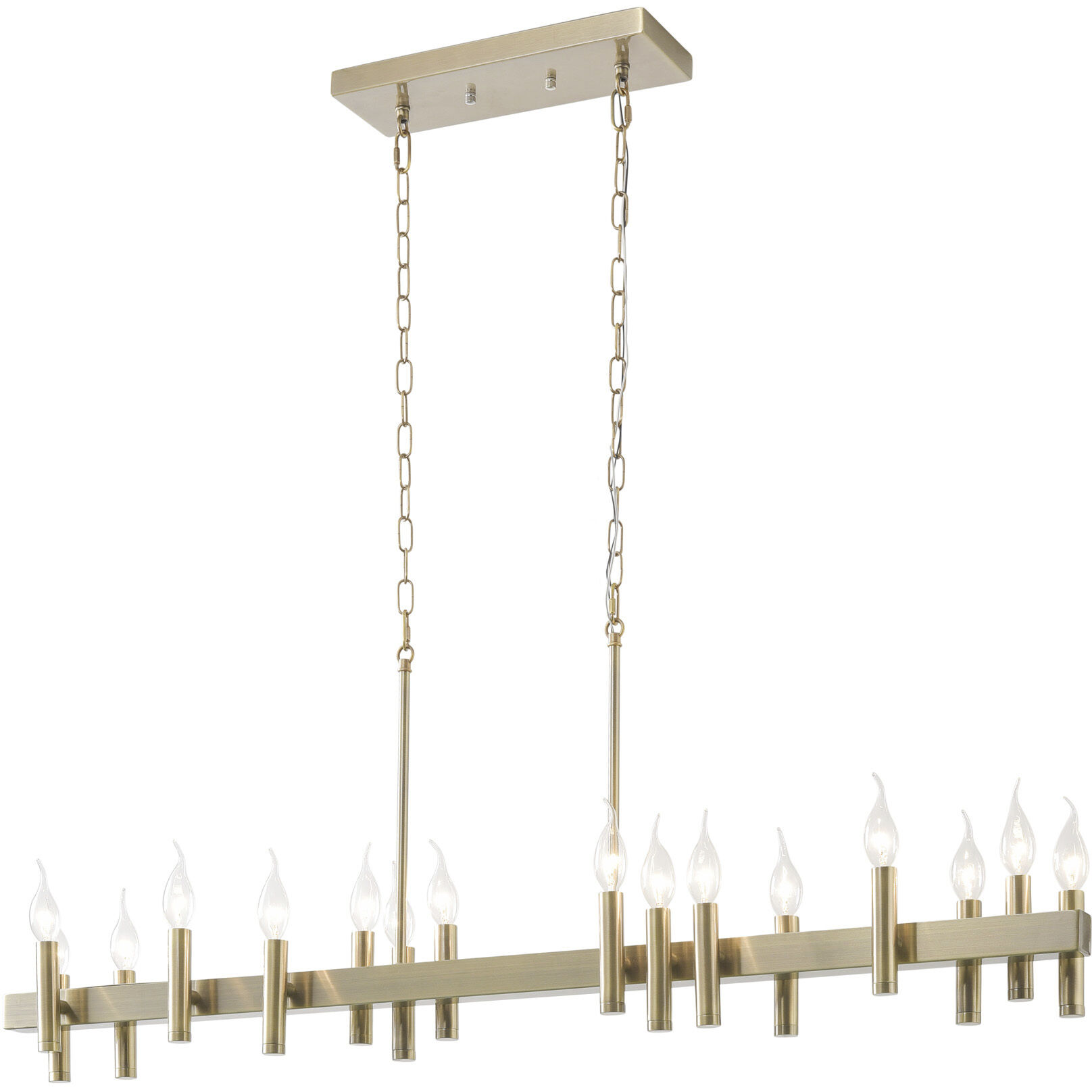 Collette 16 Light 48 inch Antique Brass Linear Pendant Ceiling Light in Brushed Brass